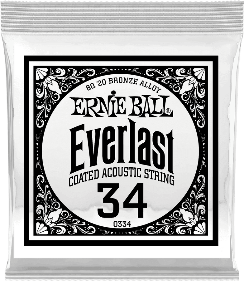 .034 EVERLAST COATED 80/20 BRONZE ACOUSTIC GUITAR STRINGS
