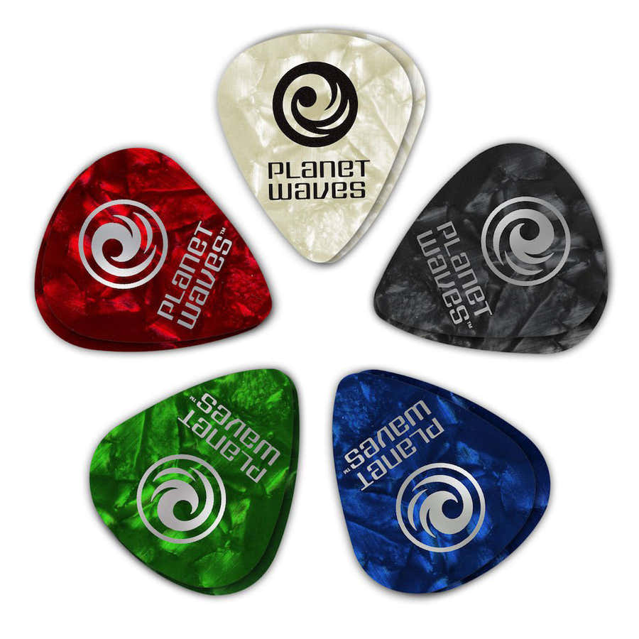 Púas de guitarra de celuloide perlado surtidas gruesas