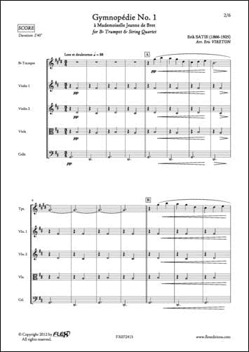 SATIE E. - GYMNOPEDIE NO. 1 - TROMPETTE ET QUATUOR A CORDES