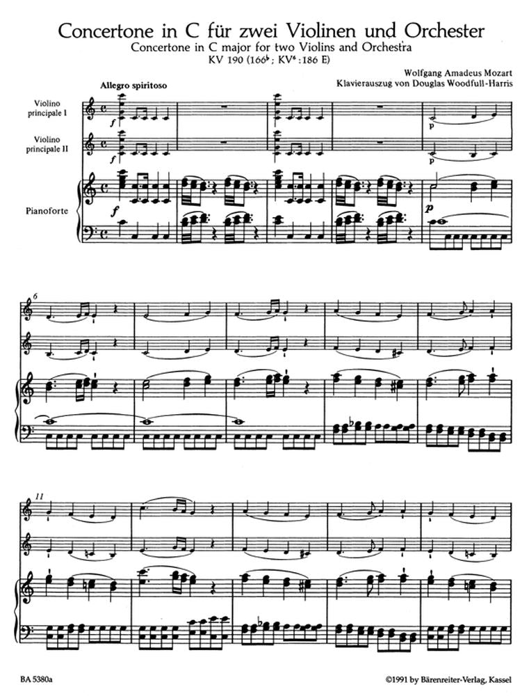 Moz W.A. - Concertone En Do Majeur Pour 2 Violons Et Orchestre Kv 190(166B,Kv6:186)