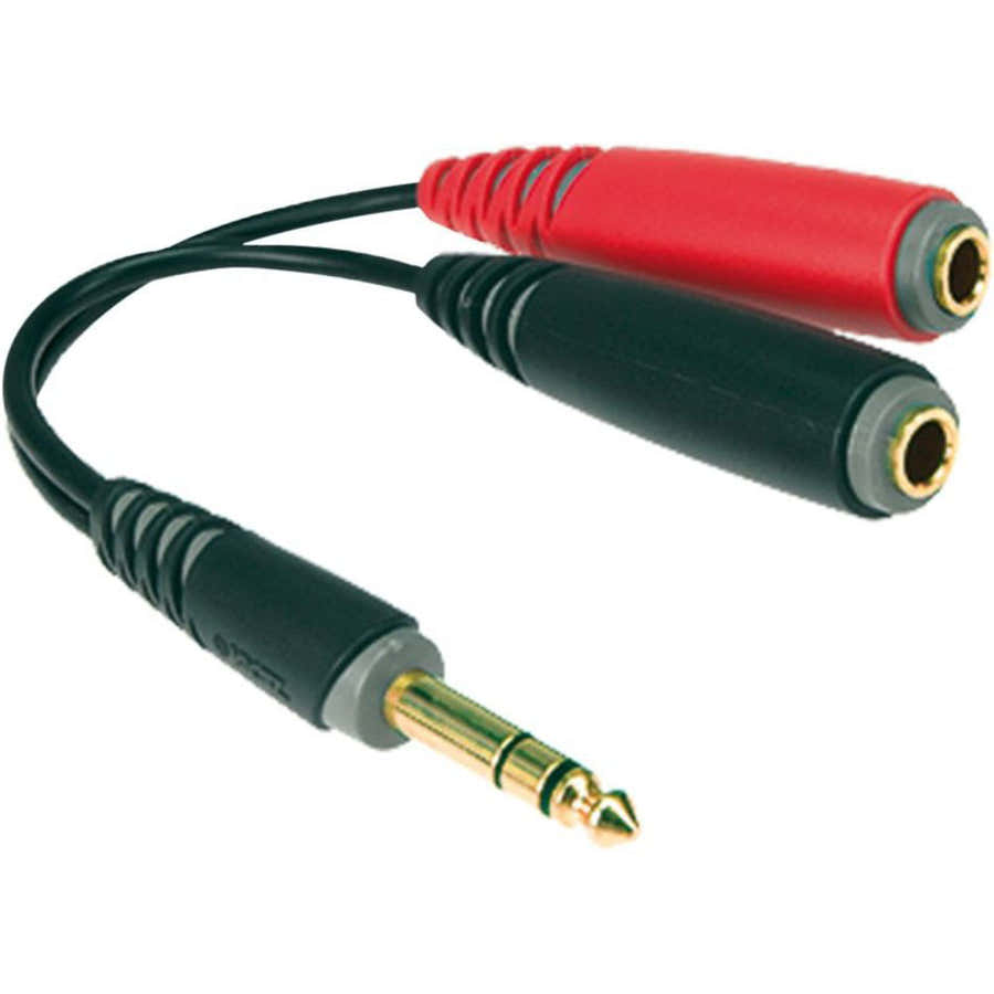 CABLE-Y BLACK 0,2M JACK 3P - 2X SOCKET 2P GOLD CONTACT