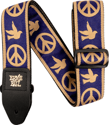 PEACE LOVE DOVE JACQUARD WEBBING NAVY AND BEIGE