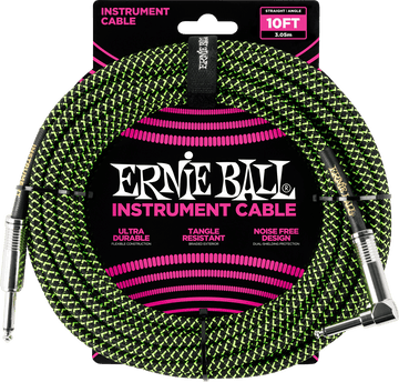 Cables de Instrumento Funda Trenzada Jack/jack Acodado 3M Negro/Verde