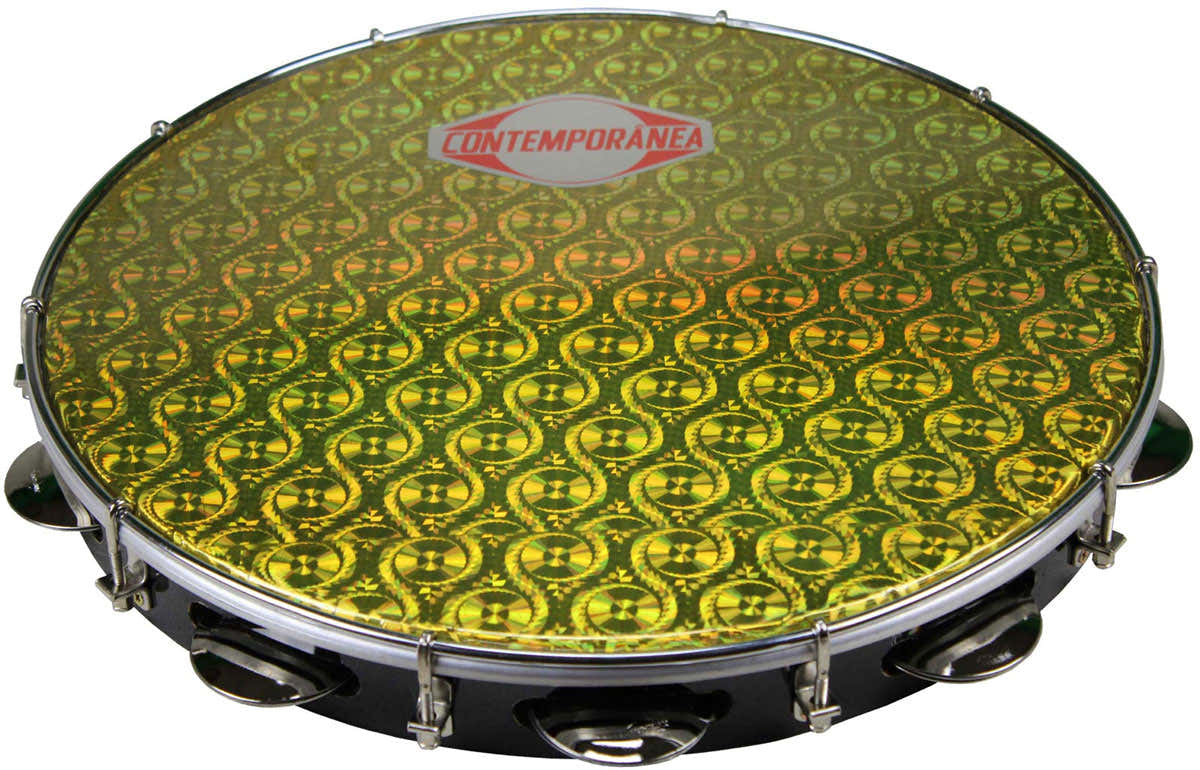 Pandeiro 14" black formica - gold prismatic head - Pro - 9
