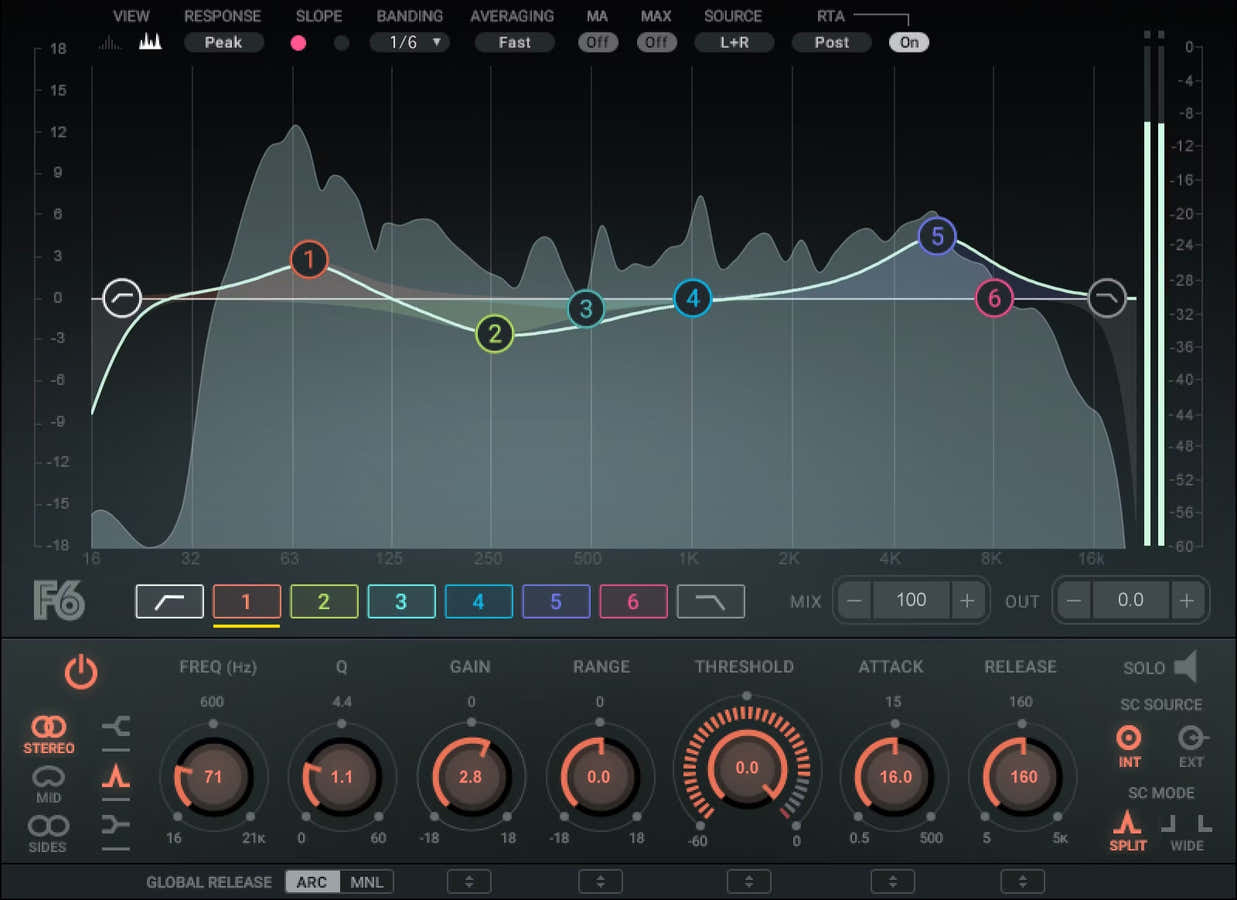 F6 EQ dinámico de banda flotante