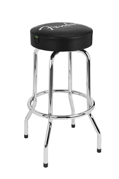 Spaghetti Logo Taburete de bar con bolsa para púas Negro-cromado 30"