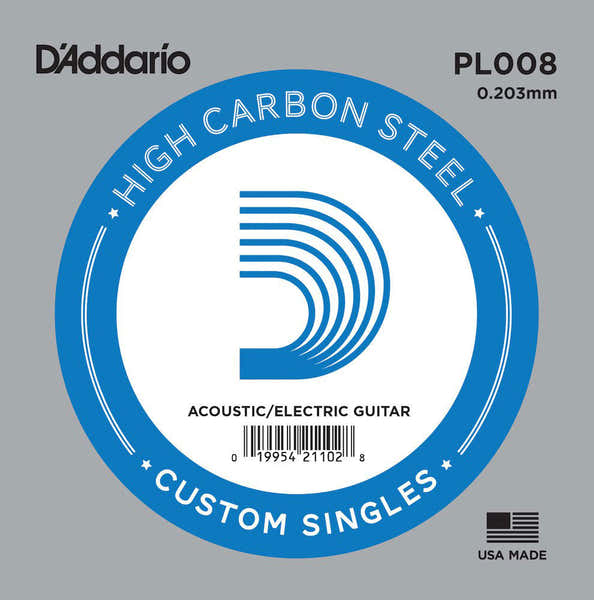 D'ADDARIO PL008 PLAIN STEEL GUITAR SINGLE STRING .008