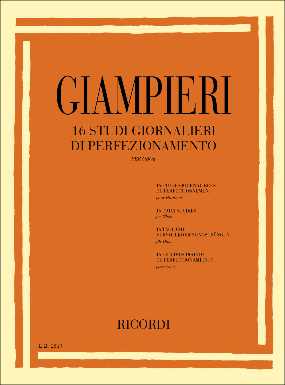 Ricordi Giampieri A. - 16 Studi Giornalieri Di Perfezionamento - Hautbois