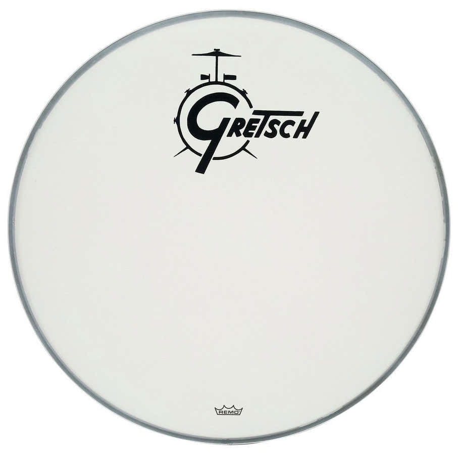 AMBASSADOR WHITE COATED 22" LOGO GRETSCH DRUMS RESONANCIA