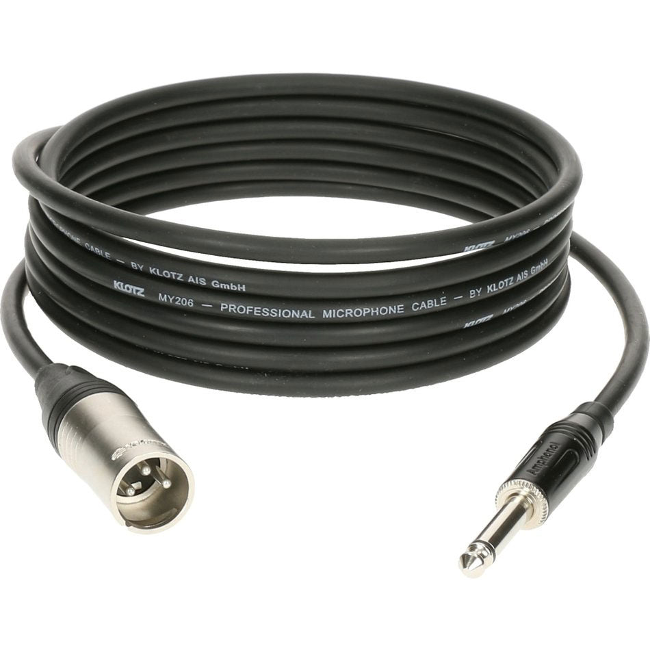 M1 MIC CABLE BLACK 3M XLR 3 MALE - JACK 2P KLOTZ