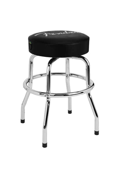 Spaghetti Logo Taburete de bar con bolsa para púas Negro-cromado 24"