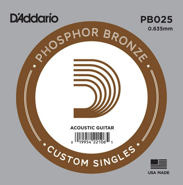 PB025 PHOSPHOR BRONZE WOUND ACOUSTIC GUITAR SINGLE STRING .025
