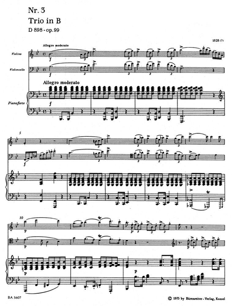 Schubert Franz - Trío Sib Op.99 - Violín, violonchelo y piano