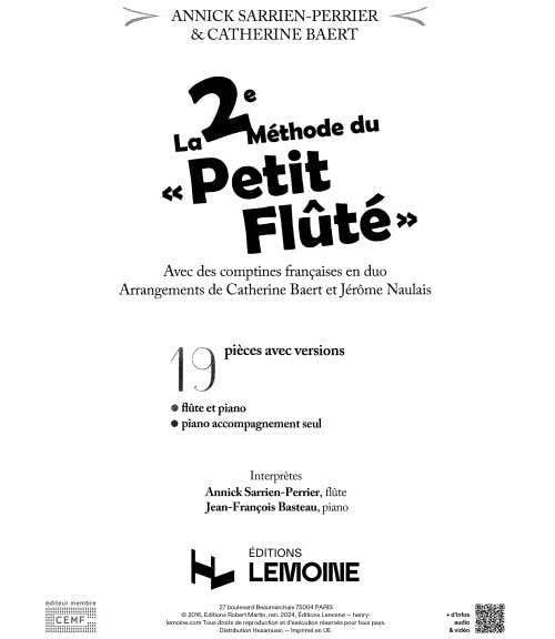 Sarrien-Perrier A. - La Deuxième Méthode Du Tout Petit Flûté (Acc. Piano seul)
