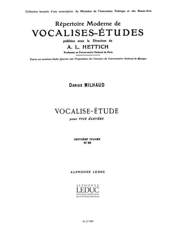 MILHAUD DARIUS - MILHAUD - VOCALISE ETUDE.VOIX ELEVEE/PIANO
