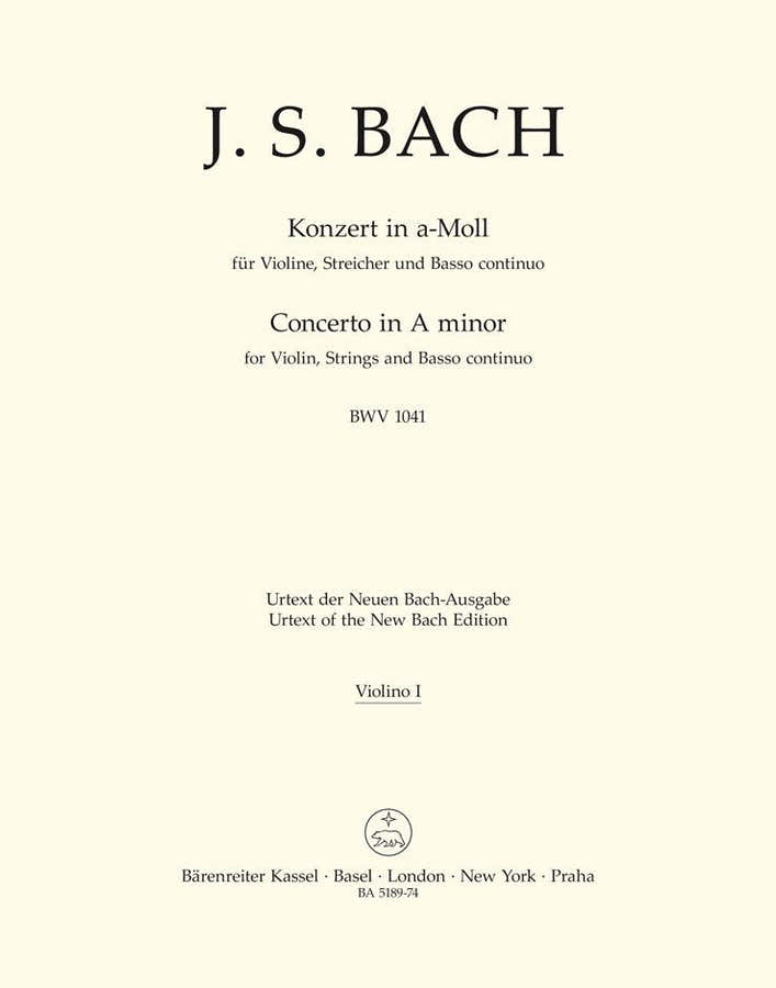 BACH J.S. CONCERTO EN LA MINEUR BWV 1041 POUR VN, CORDES ET BC