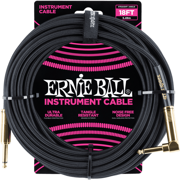 Cables de Instrumento Funda Trenzada Jack/jack Acodado 5,5M Negro