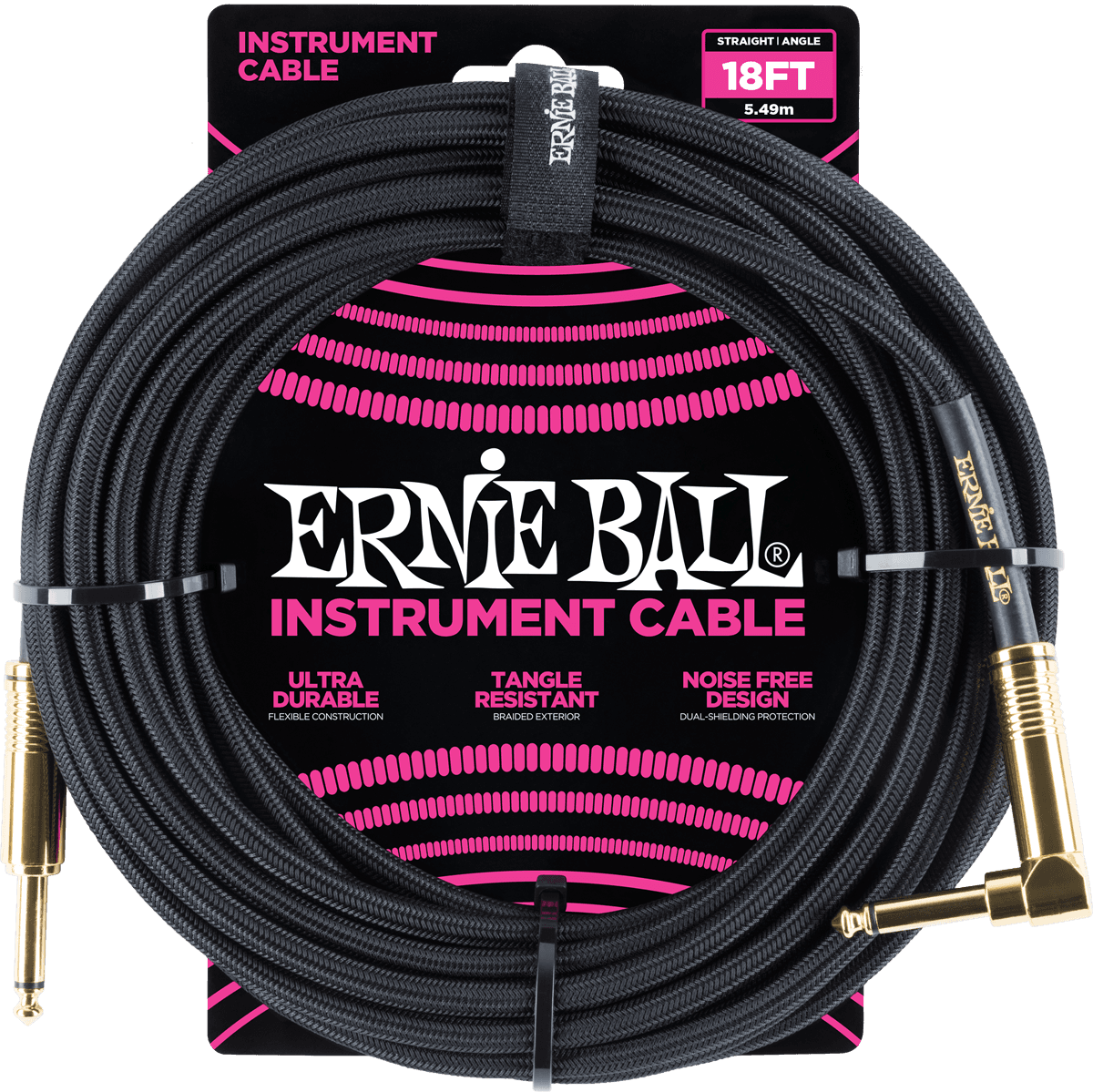 Cables de Instrumento Funda Trenzada Jack/jack Acodado 5,5M Negro