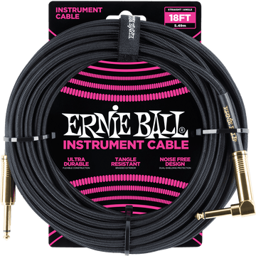 Cables de Instrumento Funda Trenzada Jack/jack Acodado 5,5M Negro