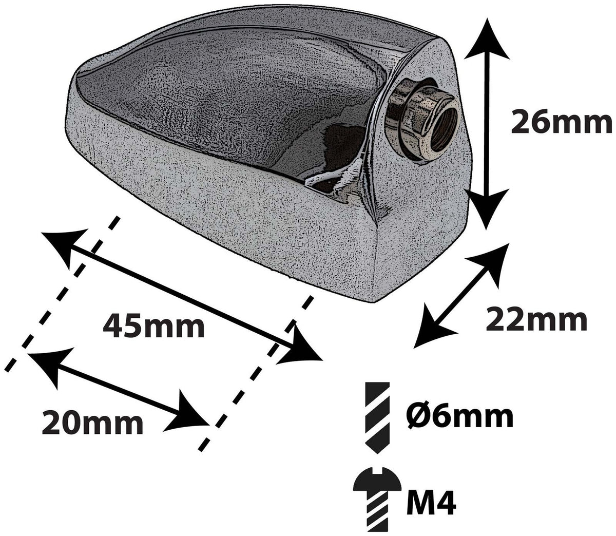 L25BD - Bellota para Bombo - 20mm (x1)