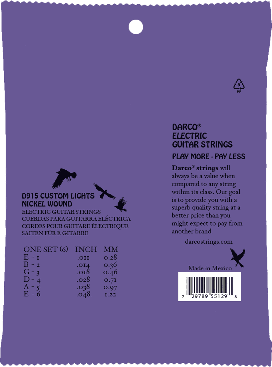NICKEL WOUND ELECTRIC STRINGS SET D915 CUSTOM LIGHT 11-48